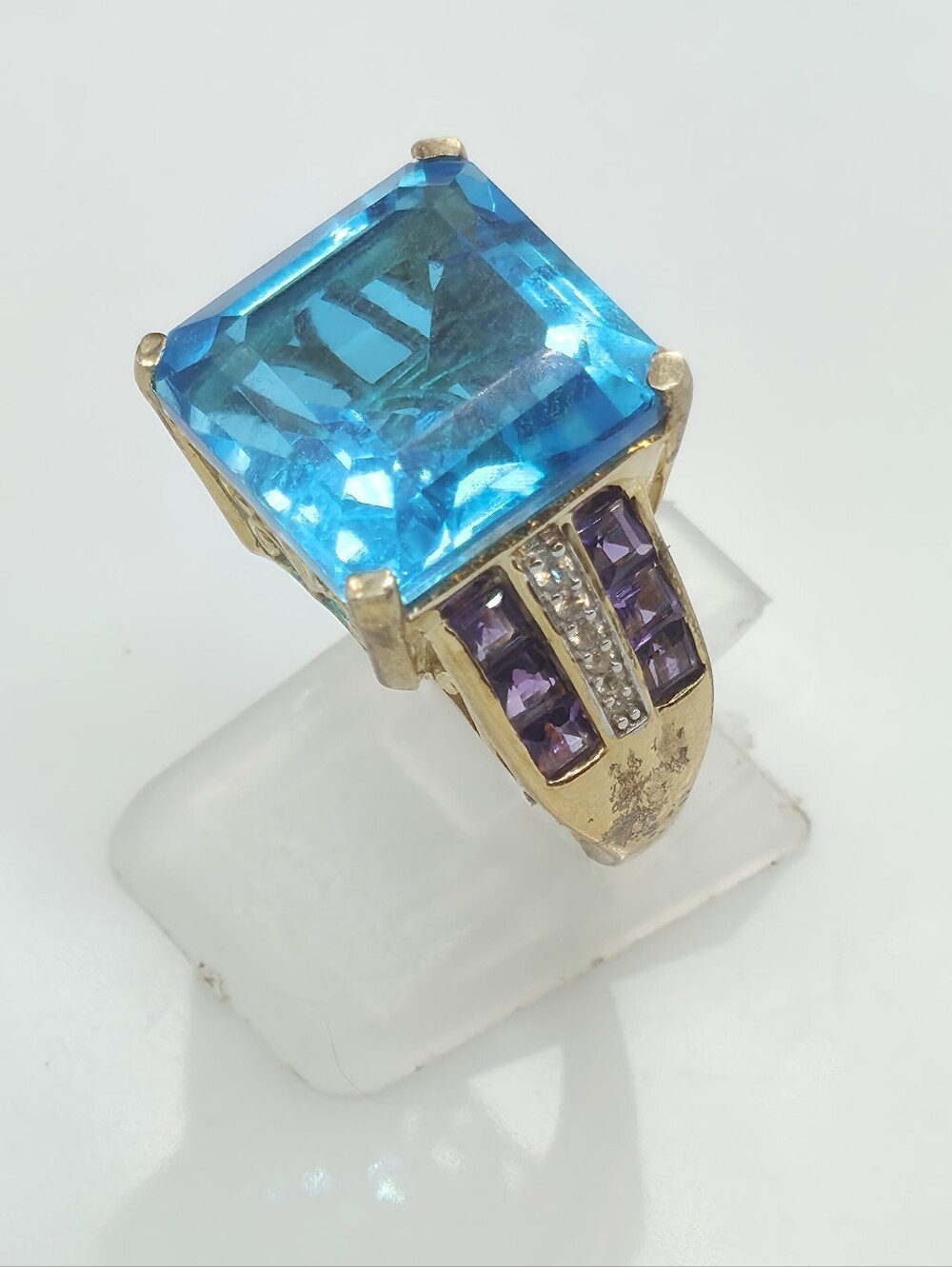 NWT Spectacular Caribbean Quartz Amethyst And Topaz Ring